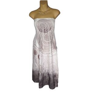 Lapis Strapless Smocked Elastic Dress Soft White, Taupe, Raisin One Size